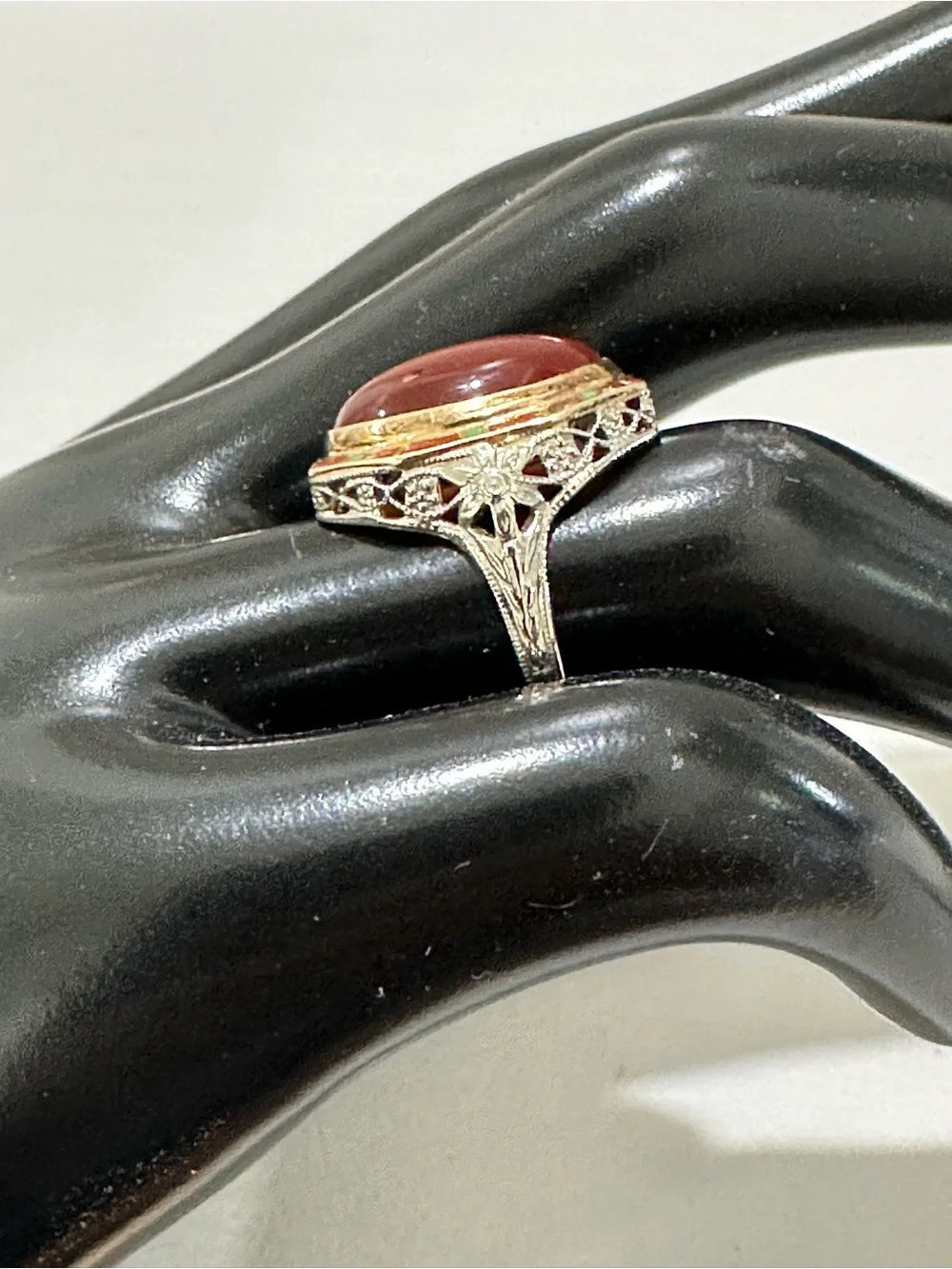 Vintage Carnelian 14kt Two Tone Statement Ring